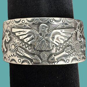 Vintage Navajo Silver Cuff Bracelet Fred Harvey Era Native American Jewelry